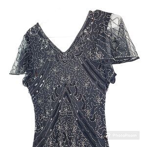 Fundaisy‎ Vintage Black Beaded Sequined Dress Size Small